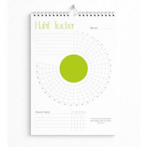 Habit Tracker Calendar (Undated 12 Month) with Silver Spiral Bound and Hanger, 7"x10" Habit Planner, Daily Weekly and Monthly Habit Tracker Journal, Habit Calendar, Colorful Layout.