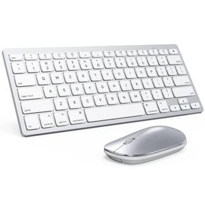 Bluetooth Keyboard and Mouse Compatible with Mac, OMOTON UltraSlim Wireless Keyboard and Mouse Combo Compatiblei with MacOS, MacBook Pro/Air, iMac, Mac mini, Laptop and PC (Silver)