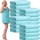 16 Pack Microfiber Bath Towels Bulk 27'' x 60'' Oversized Size Bath Towel Highly Absorbent Extra Large Soft Drying for Beach Shower Summer Salon Sport Gym Party (Wheat,Light Blue)