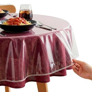 XFasten Clear Round Table Cover Protector 70 Inch Yellowing-Resistant and Waterproof Round Clear Plastic Tablecloth - 6 mils Thick Table Protector, Streak-Resistant and Easy to Clean Vinyl Tablecloth