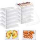 Tessco 12 Pcs Plastic Serving Trays with Lids Disposable Catering Trays 12.4 x 9.45 x 2.76 Inch Reusable Plastic Party Platters Charcuterie Board Box with Lids for Cookie Sandwich Christmas(White)