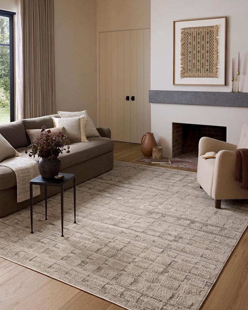 Loloi Amber Lewis Monty Collection MOT-06 Pebble/Beige 9'-2" x 13', .50" Pile Height, Area Rug