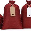 Tapleap Red Burlap Gift Bags with Drawstring - 30Pcs 8x12 Sacks for Wrapping Halloween Favors, For Birthday, Wedding, Baby Shower, Rustic Themed Party or Household Use