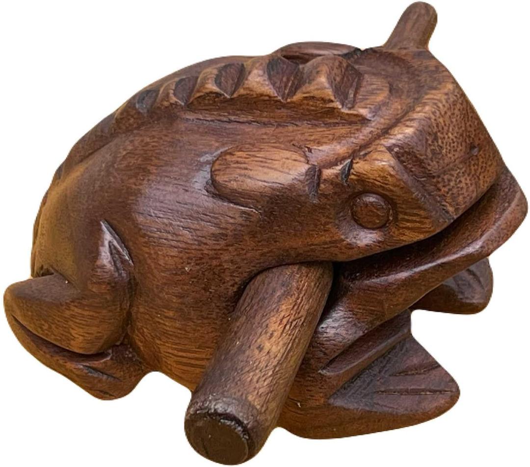 5 Inch Dark Brown Thai Classic Handmade Percussion Instruments Wooden Frog Musical Instrument (Dark Brown 5")