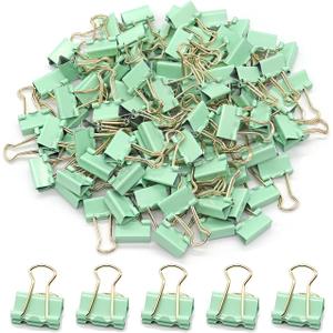 Light Green Binder Clips, Mini Paper Clip, Small Paper Clamps 15mm (5/8 inch), 100 Pack Micro Size Office Clips for Home School and Business (Light Green)