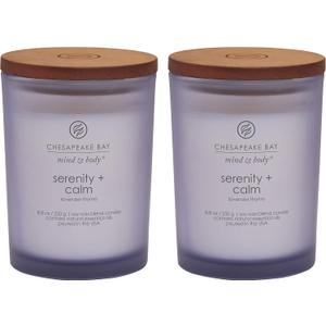Chesapeake Bay Candle Scented Candles Serenity + Calm (Lavender Thyme) Medium Jar 2-Pack Perfect for Home Dcor and Gifting