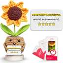 Gossby Positive Sunflower Doll Crochet with Card - Excellent Grandma Would Recommend - Gift for Grandma from Granddaughter, Grandson, Grandkid - Mothers Day, Christmas, Birthday Gift for Grandmother