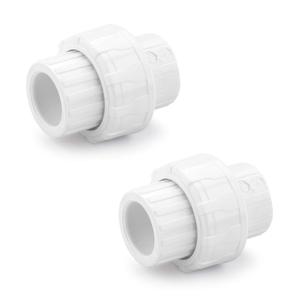 Hydroseal PVC Pipe Fitting, 0.5" Union Jetstream, Pack of 2 Pieces, Schedule 80, White, EPDM O-Ring, Socket x Socket, F1970, SCH80 (1/2")