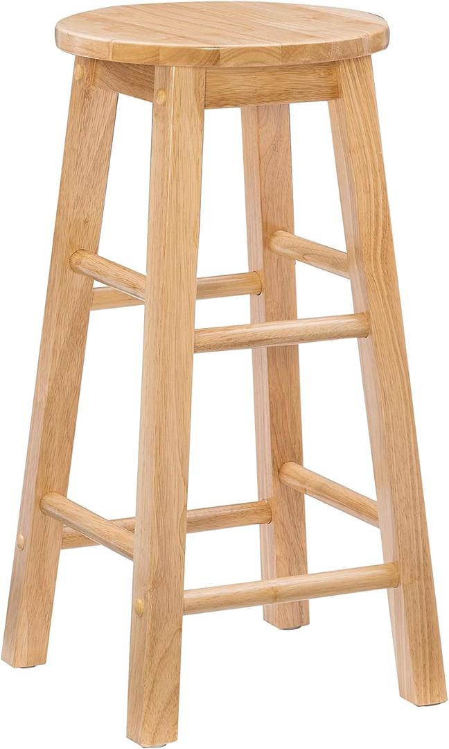 Linon Natural Barstool with Round Seat, 24-Inch
