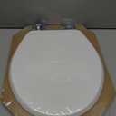 Mayfair Bennett Toilet Seat with Chrome Hinges, Slow Close Wood Seat, Secure Metal Hinges, Easy Install, Made in USA, Round, White