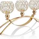 Crystal Candle Holders, Tealight Candlestick Candelabra Stand with 3 Arms,Candle Holder for Wedding Home Decor/Table Centerpiece Party Decoration (Gold)