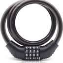 Bike Lock Cable, 30-inch Combination Lock, 4-Digit Resettable, Black