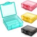 Small Pill Box 4 pcs,Cute Travel Pill Organizer Case Mini Tiny Clear Plastic Storage Containers Portable for Pocket Purse (Blue+pink+orange+black)