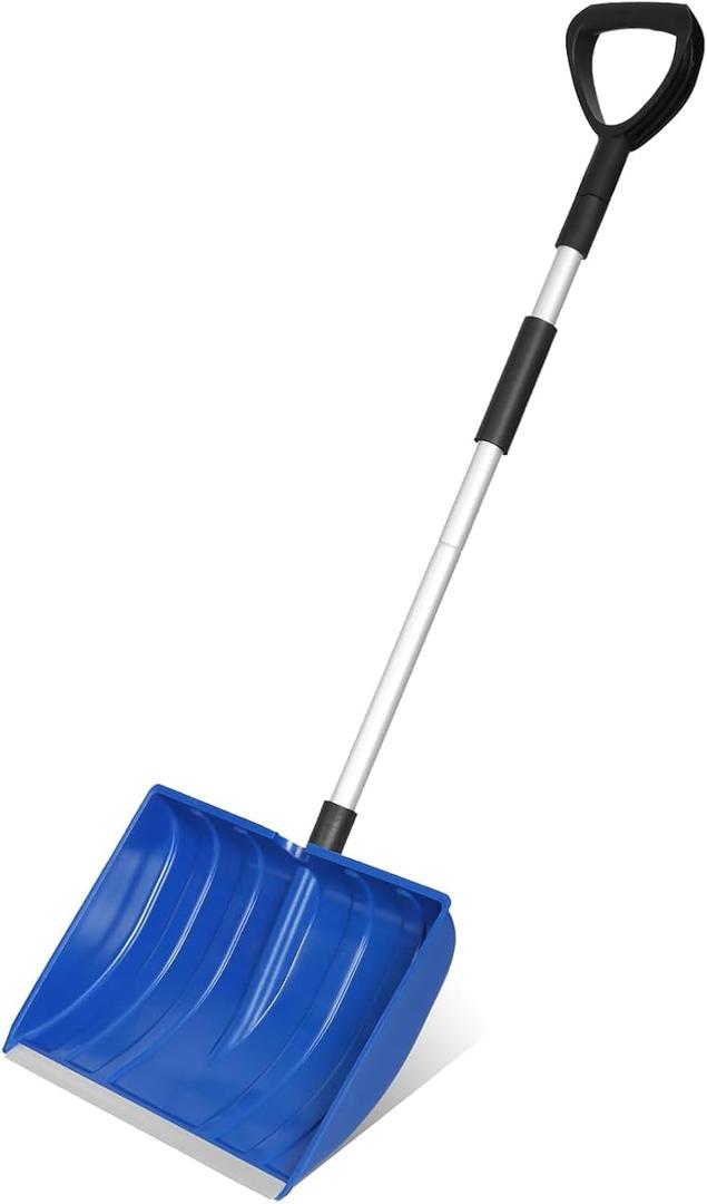 Snow Shovel, Snow Shovels for Driveway, Plastic Snow Shovels for Snow Removal with Aluminum Handle & D-Grip, 16" Wide Shovel for Snow Heavy Duty, 47.5 inch