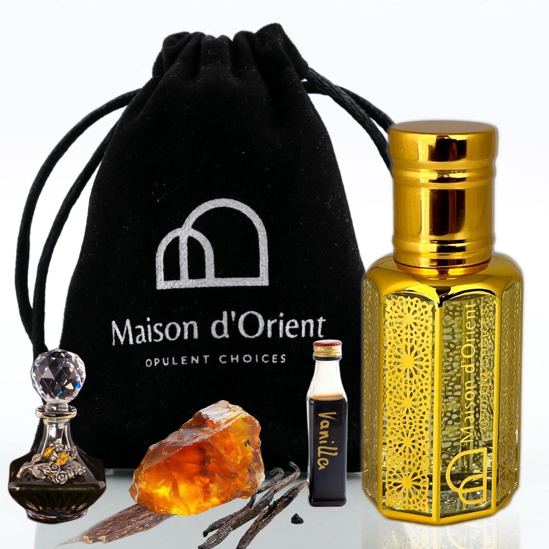 Amber Reverence Perfume Oil 12mL Luxurious Woody Oriental with Amber Oud and Vanilla. Free Long Lasting Mens Oil, Compliment Magnet