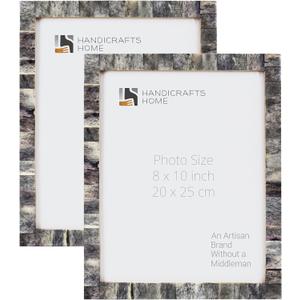 Handicrafts Home 8x10 Picture Frame Set of 2 Handmade Grey Bone Inlay Photo Frame, Classic Collection, Decorative Boho Frame for Wall & Tabletop, Modern Farmhouse & Coastal Home & Living Room Decor