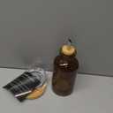 Amber Glass Mouthwash Dispenser for Bathroom by Brighter Barns - Refillable Mouthwash Container and Glass Cup - Modern Mouth Wash Dispensers for Bathroom - Boho Decor for Office, Airbnb, Hotel (Amber)