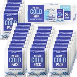 25 Pack - Instant Cold Packs - Instant Ice Packs for Injuries | Disposable Cold Compress Ice Pack for Pain Relief, Swelling, Inflammation, Sprains, Toothache - Cold Pack for Athletes