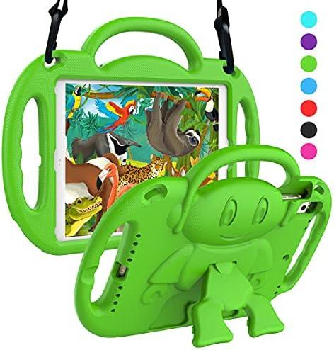 SUPLIK Kids Case for iPad 5th/6th Generation (9.7 inch, 2017/2018), iPad Air 1 & Air 2 & Pro 9.7 Protective Case with Shoulder Strap Handle Stand for iPad 5/6 & iPad Air 1st/2nd Gen, Green