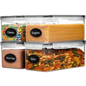 Airtight Food Storage Containers Set of 4 - Pasta storage Containers for Pantry Organization and Storage, BPA Free Spaghetti Container, Air Tight House Kitchen Storage Containers With Lids (01 - 3.2 Quarts (Set of 4))