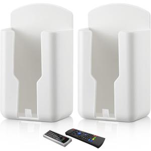 Saillong 2 Pack Remote Holder Wall Mount, Remote Control Holder Organizer with Adhesive, Ceiling Fan Controller Storage, TV Controller, Storage Accessories for Home School Office
