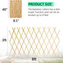 Expandable Bamboo Fence, Adjustable Plant Climbing Bamboo Trellis, Garden Lattice Fence Panel 36X96 Inch for Garden Patio or Indoor, Decorative Fence