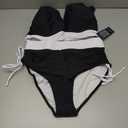 Blooming Jelly Women High Waisted Bikini Sets Tummy Control Swimsuits Color Block Two Piece Drawstring Bathing Suit (Medium, Black062)