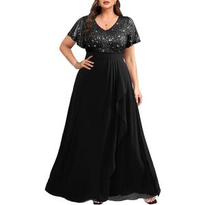 Pinup Fashion Women Plus Size Formal Dresses - Sequin Evening Gowns Wedding Guest Prom Long Dress,12 W