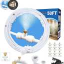 Misters for Outside Patio,Misting System for Cooling Outdoor,50Ft (15M),Water Mist Hose DIY Kit for Porch,Canopy,Deck,Umbrella,Garden,Greenhouse,Yard,Plants,Trampoline Sprinkler Accessories for Kids