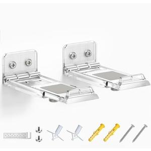 ELETIUO Soundbar Wall Mount Bracket for Samsung, LG, Sony, JBL, Vizio, Sonos and More, Depth Adjustable 3.5”-6.1”,Hold up to 30 Lbs,Soundbar Shelf Under TV, Clear