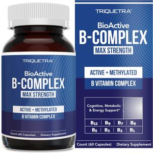 BioActive Vitamin B Complex - Blood Stream Ready, Methylated B Complex - Featuring Methylfolate, 3 BioActive Forms of B12, BenfoPure B1 & Pantesin B5 - 12 B Vitamins in Clinical Doses - 60 Servings BBD 09/2027