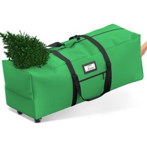 Mrrihand Christmas Tree Storage Bag, Large Artificial Anti-Tear Heavy-Duty 600D Oxford Cloth Xmax Christmas Tree Storage Box with Rolling Wheels, Christmas Tree Storage Container (Bright Green, 9Ft)