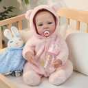 WOOROY Realistic Reborn Baby Dolls - 20 Inch Real Life Baby Doll, Lifelike Newborn Baby Girl in Pink Plush Outfit, Handmade Collectible Gift with Accessories for Kids 3+