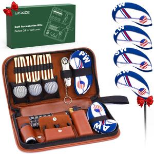 Golf Gifts for Men and Women, Golfing Accessories Kit with Multifunctional Divot Tools, Golf Tees, Golf Balls and Holder, Rangefinder, Brush, Scorer, for Golfer (Long)