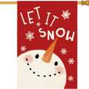 AVOIN colorlife Let It Snow Snowman Snowflake House Flag 28 x 40 Inch Double Sided Outside, Christmas Winter Holiday Yard Outdoor Decorative Flag Red