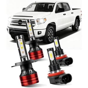 Light Bulbs Compatible for 2014-2018 Toyota Tundra H4 Low High Beam H11 Fog Lights Combo Pack 800% Brightness with Cooling Fan Plug N Play Pack of 4