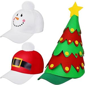 Liitrsh 3 Pcs Christmas Hats Santa Baseball Cap Merry Christmas Trucker Hat Funny Xams Tree Topper Santa Ball Cap for Adults Women Men Party Supplies Gifts