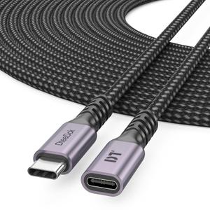 USB C Extension Cable 20ft, Upgraded USBC Extender 100W Charging 4K@60Hz Display Male to Female Braided Cord USB3.2 Gen2 for Laptop Tablet Mobile Phone and More Type C Device