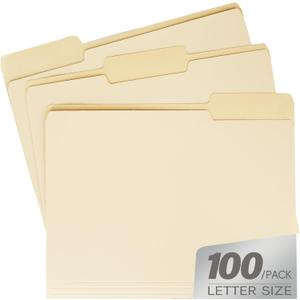 100PC Manila File Folder 1/3 Cut Tab Letter Size,Great for Organizing and Easy File Storage,Per Box