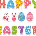 WorldBazaar 15 Pcs Happy Easter Signs With Stakes Easter Decorations Outdoor Waterproof Yard Decor For Garden Wall Tree Pathway Walkway