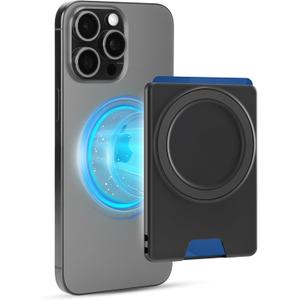 PROfezzion Magnetic Wallet with Double Magnets, Plastic Mag Safe Card Holder Slim Magnetic Phone Wallet Compatible with iPhone 16 15 14 13 12 Series & Mag Safe Case, Fit 2 Cards, Anti-Drop, Black
