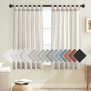 H.VERSAILTEX Natural Linen Curtains Linen Textured Semi Sheer Curtain Light Filtering Tab Top Window Treatments Panels Highly Durable Curtain Panels for Bedroom (2 Panels, 52" x 54", Pale Oak)