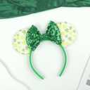 2 x AIDVPOD St. Patrick's Day Mouse Ears Headband Sequins Bow Hair Band Green Shamrock Head band for Women Irish Festive Party Hair Accessories