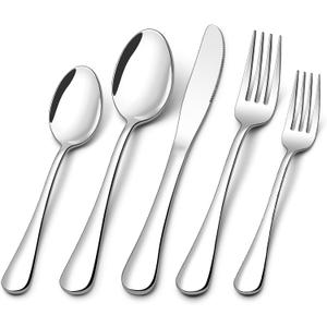 60 Piece Silverware Set for 12, Stainless Steel Flatware Set Tableware Set Inculde Forks Knives Spoons, Mirror Polished Cutlery Set for Home Kitchen and Restaurant Party, Dishwasher Safe