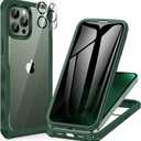CENHUFO for iPhone 13 Pro Max Case, Privacy Phone Cover with Built-in Anti Peep Tempered Glass Privacy Screen Protector and Camera Protective, Full Body Shockproof Spy Clear Double Bumper - Green
