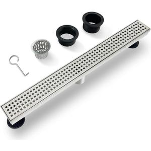 24 Inch Linear Shower Drain Brushed Recatngular Floor Drain,SUS304 Stainless Steel CUPC Certificate (24 inch)