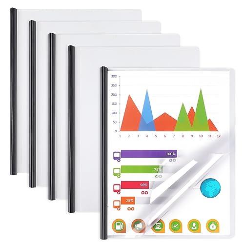 Report Covers with Sliding Bar, Clear Report Covers for A4 and Letter Size Paper, Resume Covers Presentation Folders File Document Binder for School Business, 70 Sheet Capacity