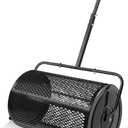 24 Inch Compost Spreader & Peat Moss Spreader - Roller Lawn Spreader - Top Soil, Manure, Mulch, Top Dressing Spreader - Lawn and Garden Spreader - Metal Mesh Basket Compost Spreader for Lawn