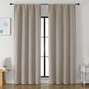 Simplebrand Ava Stone Blackout Curtains for Bedroom 90 Inches Long 2 Panels Set, Solid Privacy Energy Saving Living Room Window Treatment Curtains Blackout Drapes, W50 x L90 Inch, Stone