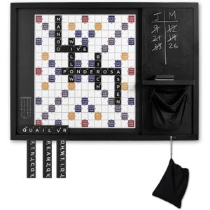 Oversized Wooden Wall Mounted Word Game (32 x 24) | Magnetic Word Tile Board with Chalkboard, Storage & Tiles | Wall Mounted Game & Rustic Home Dcor & Game Room Wall Decor